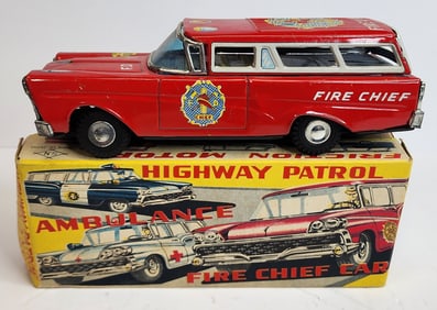 Tin friction Fire Chief Car