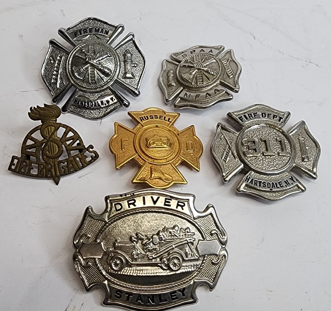 Lot of 6 Fire Department Badges (1 of 1)