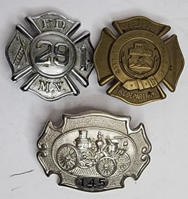 Lot of 3 Mount Vernon NY Fire Dept Badges