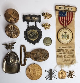 Lot of Firefighting Ribbons and Badges