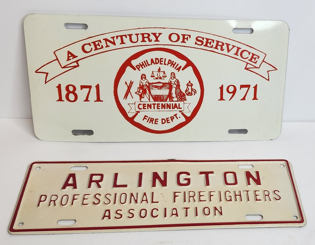 Lot of License Plates: Philadelphia 1971 and Arlington Professional Firefighters