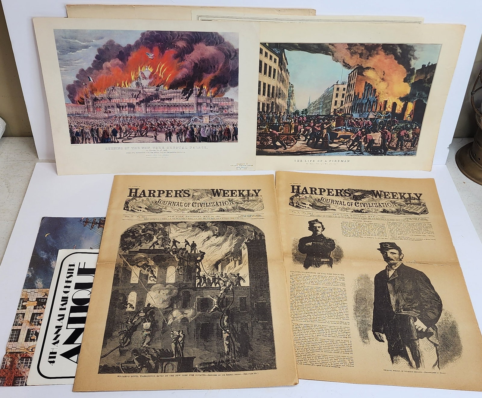 Lot of Firefighting Paper: Lot of various firefighting ephemera to include Harpers Weekly