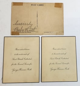 Babe Ruth Autograph and Funeral Card