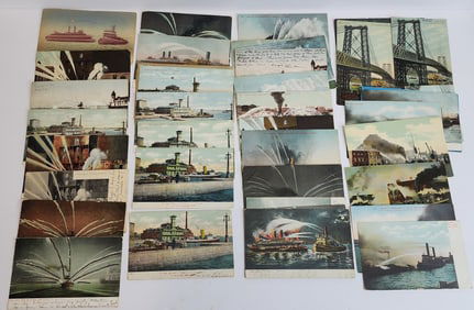Lot of Fire Boat Postcards