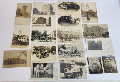 Lot of Mostly RPPC Fire Station Postcards