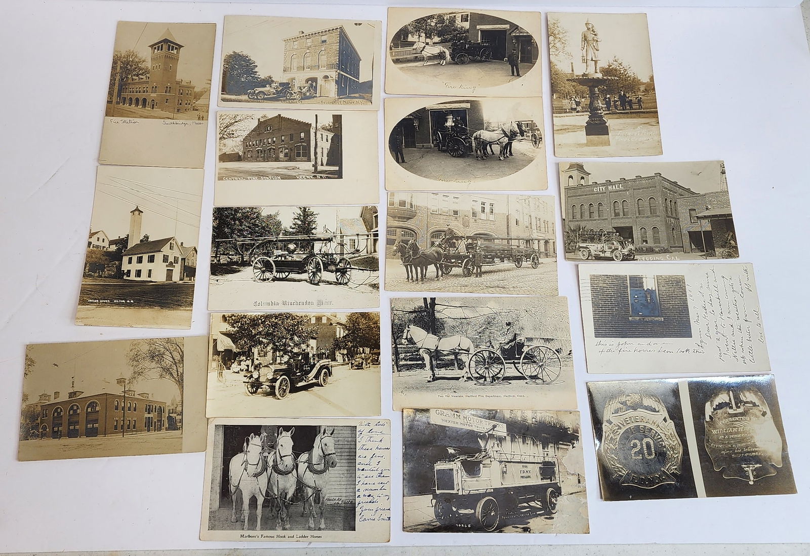 Lot of Mostly RPPC Fire Station Postcards (1 of 8)