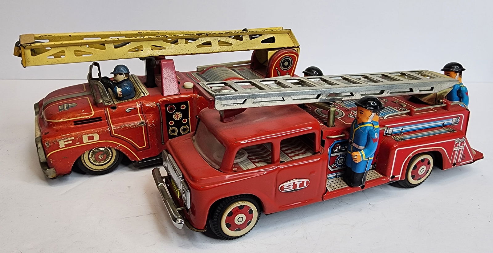 Lot of 2 Tin Friction Fire Engines (1 of 3)