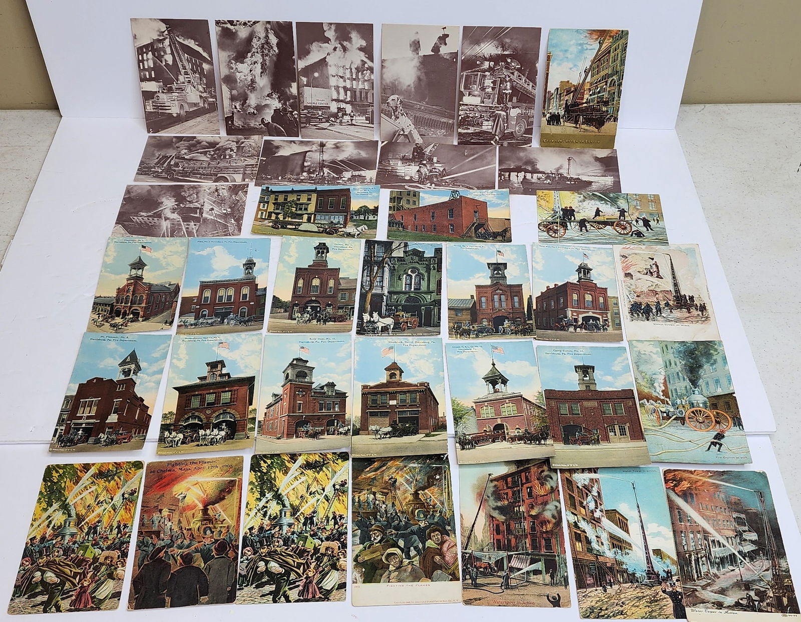 Lot of 35 Firefighting Postcards (1 of 4)