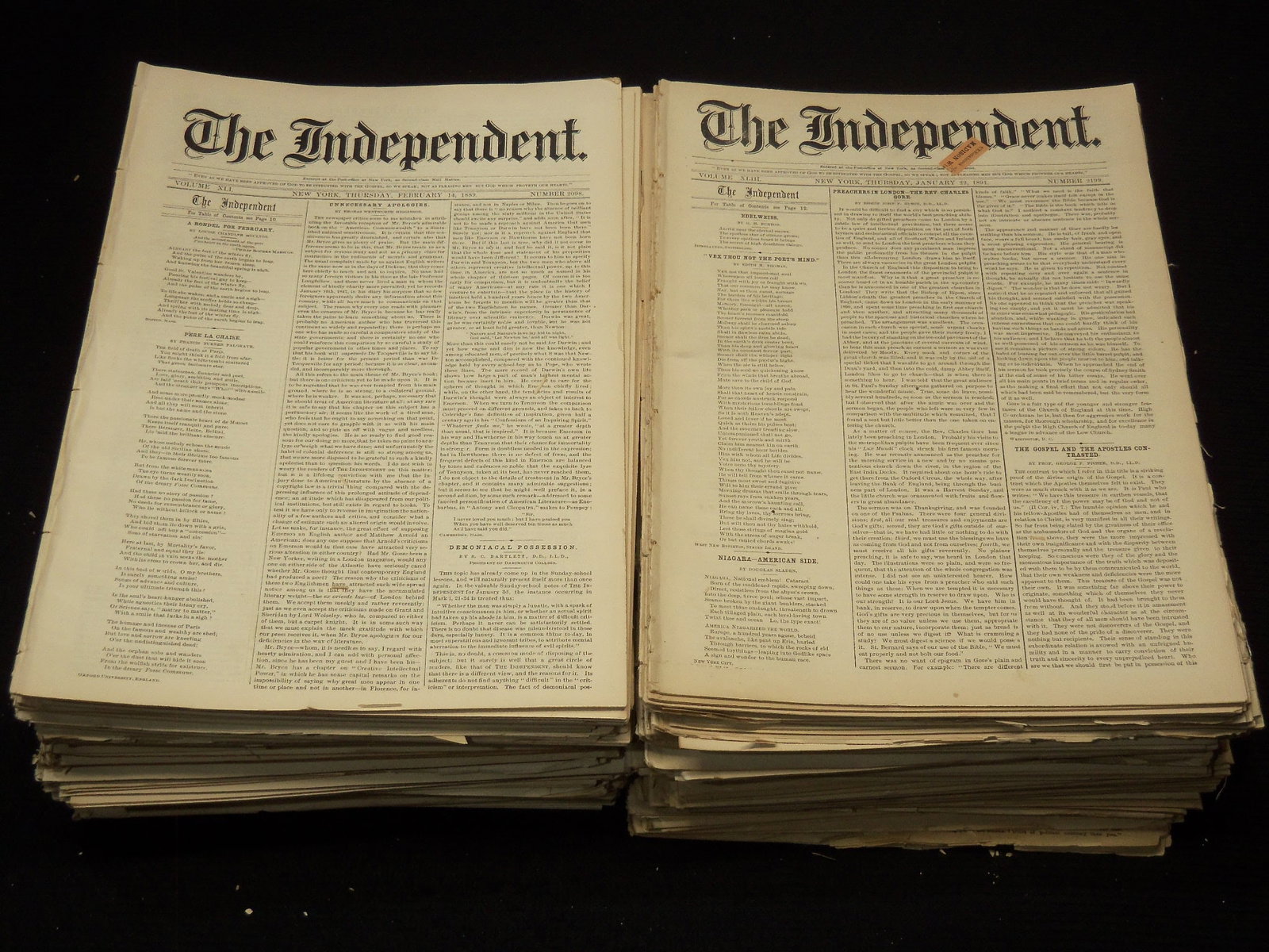 1880'S-1890'S THE INDEPENDENT MAGAZINES HUGE LOT - 100+ ISSUES: Lot of over 100+ issues of the Independent magazines from the 1880's-1890's.