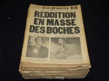 1945 WORLD WAR 2 WWII FRENCH NEWSPAPERS - 75+ ISSUES