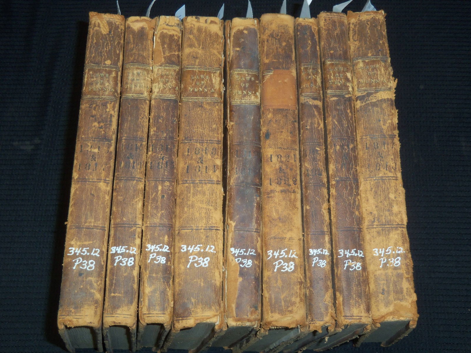 1800'S ACTS OF THE GENERAL ASSEMBLY 9 VOLUMES - PENNSYLVANIA (1 of 5)