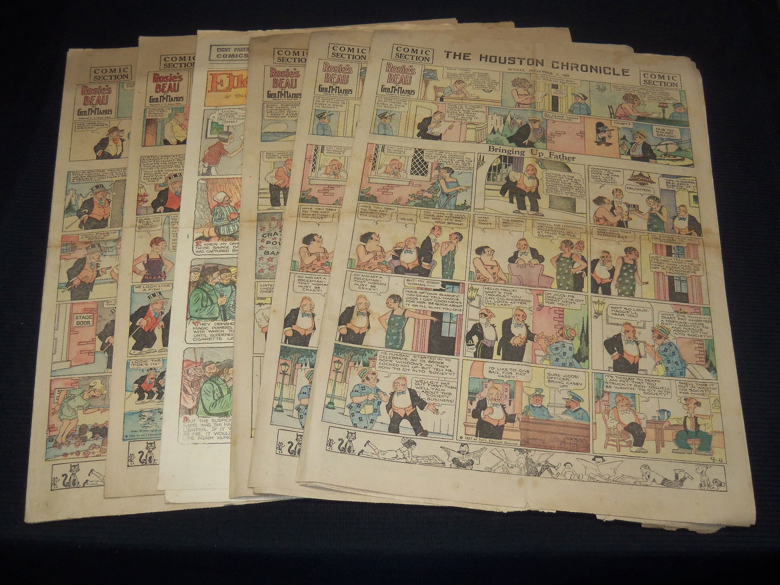 1927-1928 SUNDAY COLOR COMIC STRIPS SECTIONS - 6 SECTIONS (1 of 6)