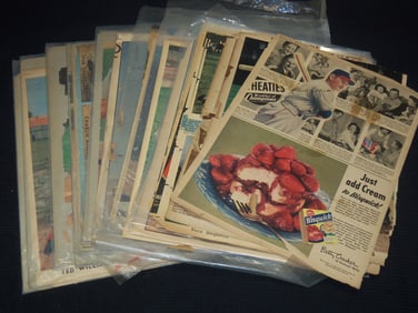 1930'S-1950'S SUNDAY COLOROTO MAGAZINE BASEBALL PHOTOS LOT - 29 PIECES