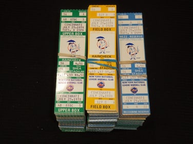 1978 JULY 25 METS VS. CINCINNATI UNUSED BASEBALL TICKETS - APPROX. 1000