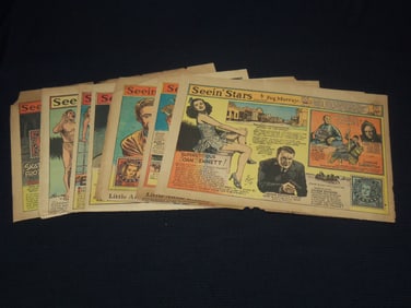 1940-1944 SEEIN' STARS NEWSPAPER COLOR COMIC STRIPS - LOT OF 7