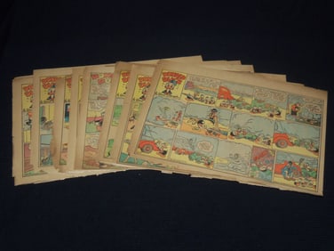 1940-1944 DONALD DUCK NEWSPAPER COLOR COMIC STRIPS - LOT OF 10
