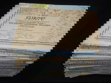 1920'S-1960'S NATIONAL GEOGRAPHIC MAPS - HUGE LOT OF 125 PIECES