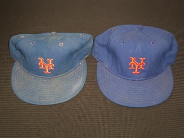 NEW YORK METS PLAYER WORN CAPS - LOT OF 2