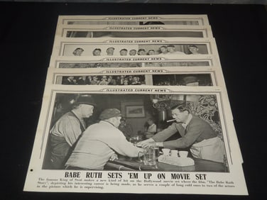 1948 BABE RUTH ILLUSTRATED CURRENT NEWS PHOTOS LOT - 6 PIECES