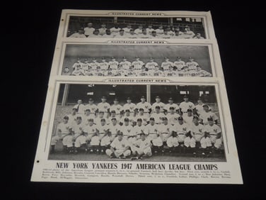 1947-1948 BASEBALL TEAM ILLUSTRATED CURRENT NEWS PHOTOS - 3 PIECES