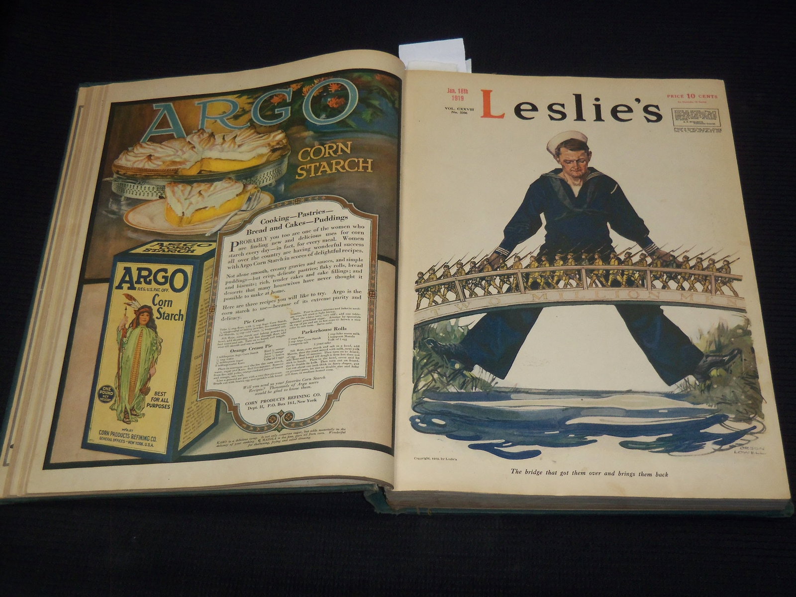 1919 JANUARY-AUGUST LESLIE'S ILLUSTRATED MAGAZINE BOUND VOLUME - ROCKWELL: A bound volume of Leslie's Illustrated magazine from January 4th-August 9th of 1919. This volume features great covers, illustrations, articles and advertisements!