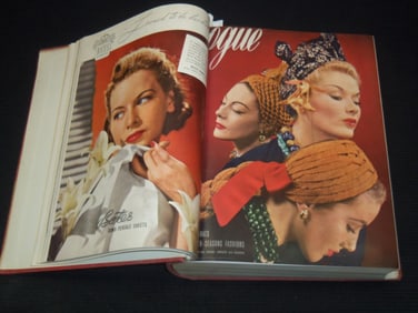 1940 JANUARY-JUNE VOGUE MAGAZINE BOUND VOLUME - GREAT COVERS - ADS