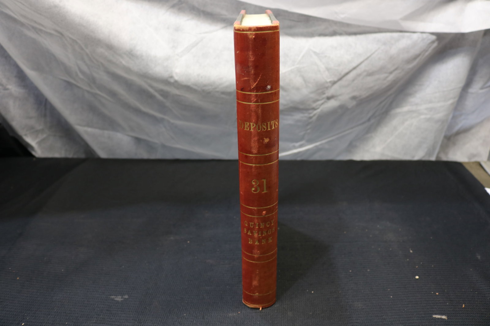 QUINCY SAVINGS BANK LEDGER - UNUSED: This is an unused ledger book from the Quincy Savings Bank.