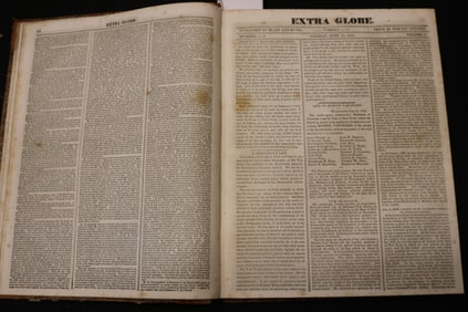 1840 EXTRA GLOBE WEEKLY NEWSPAPER - BOUND VOLUME - JACKSON-WEBSTER