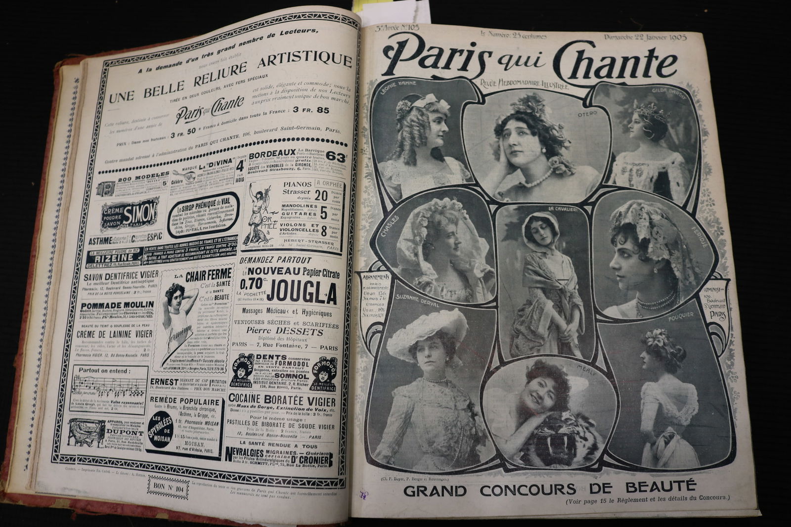 1905-1906 PARIS QUI CHANTE FRENCH MAGAZINE BOUND VOLUME (1 of 10)