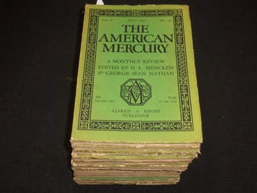 1925 THE AMERICAN MERCURY MAGAZINE - 12 ISSUES - COMPLETE YEAR -  H. L. MENCKEN
