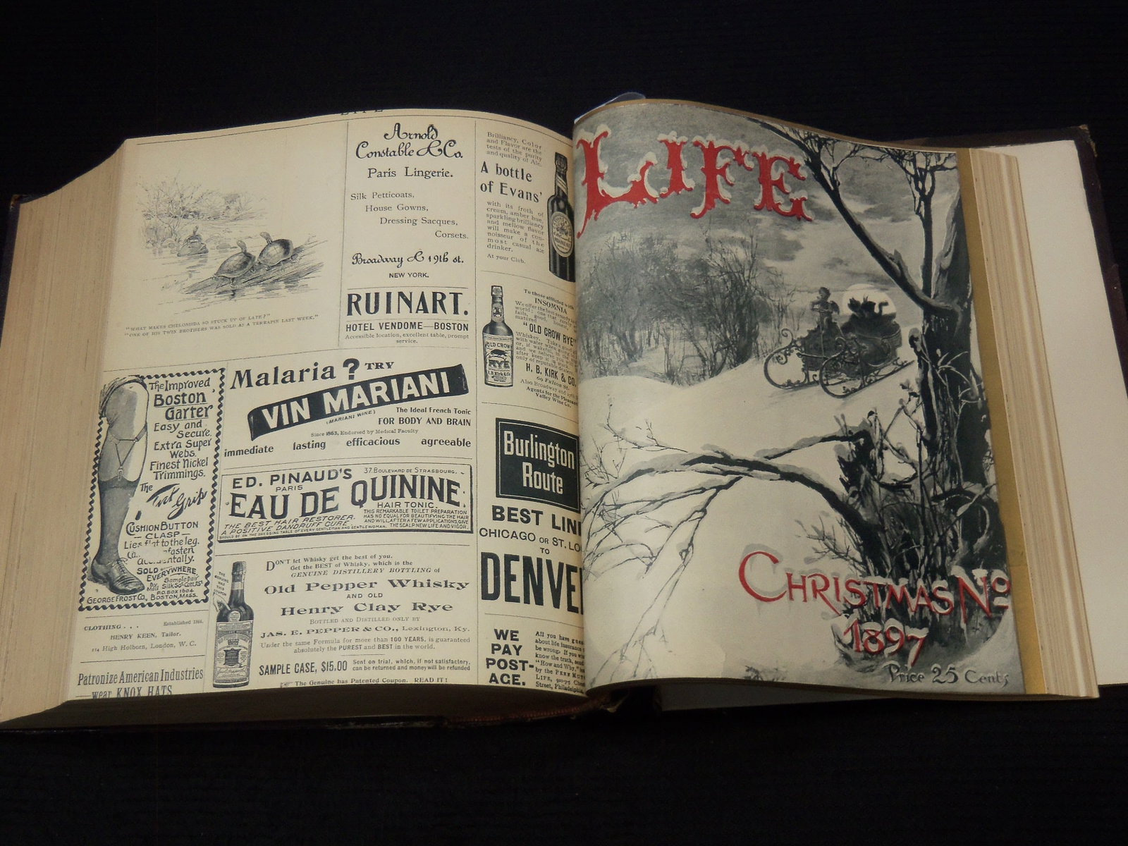 1897 JANUARY-DECEMBER LIFE MAGAZINE BOUND VOLUME - FULL YEAR - GREAT COVERS & ADS: This is a bound volume of a LIFE magazine from January-December 1897. This is the full year.