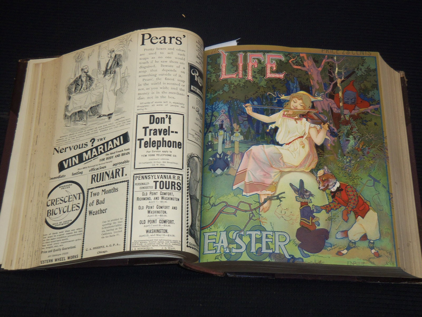 1898 JANUARY-DECEMBER LIFE MAGAZINE BOUND VOLUME - FULL YEAR - GREAT ADS: This is a bound volume of a LIFE magazine from January-December 1898. This is the full year.