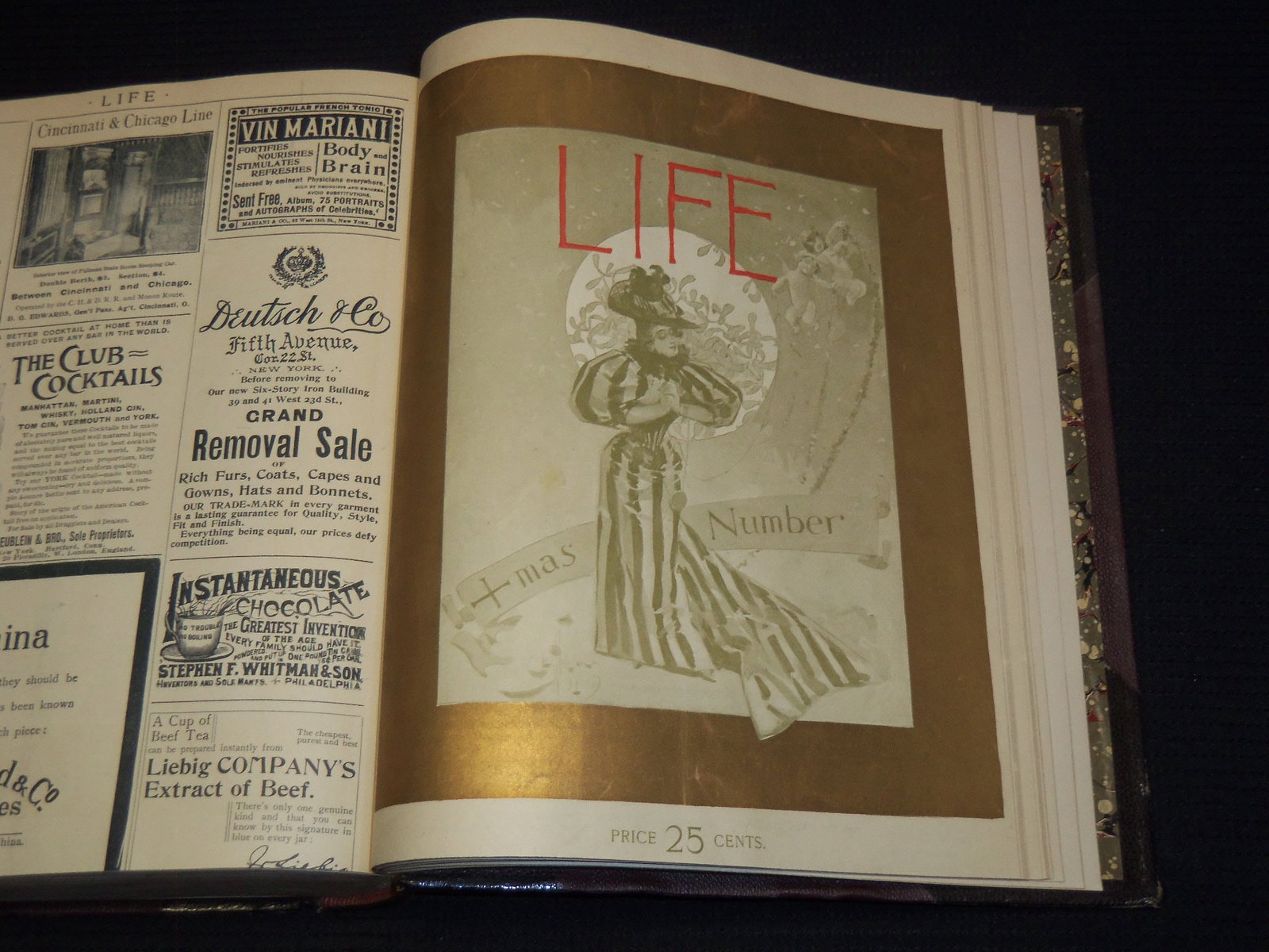 1894 JANUARY-DECEMBER LIFE MAGAZINE BOUND VOLUME - FULL YEAR - GREAT ADS: This is a bound volume of a LIFE magazine from January-December 1894. This is the full year.