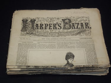 1878-1892 HARPER'S BAZAR MAGAZINE LOT OF 26 - FASHION - NICE ILLUSTRATIONS