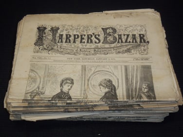 1875 HARPER'S BAZAR MAGAZINE LOT OF 44 ISSUES - FASHION - NICE ILLUSTRATIONS