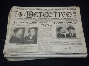 1924-1930 THE DETECTIVE OFFICIAL POLICE JOURNAL - 29 TOTAL ISSUES