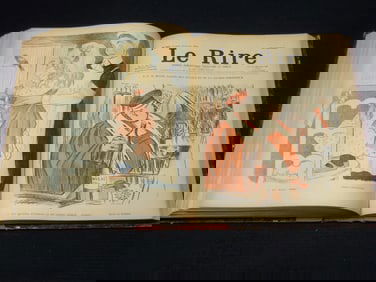 1901 & 1902 LE RIRE FRENCH MAGAZINE BOUND VOLUMES LOT OF 2