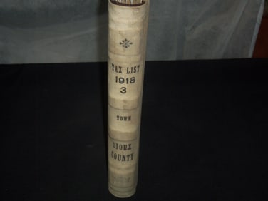 1918 OLD SIOUX COUNTY TAX LEDGER BOOK - IOWA