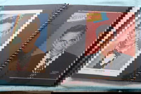 MOVIE STAR MAGAZINE PHOTO ALBUM - ANN SHERIDAN - FRANK SINATRA: This is a wonderful movie star photo album with many photos. The photos were carefully inserted into a professional art portfolio and can be removed. The album contains 32 double-sided pages and 6 sin