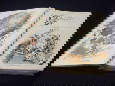 1887-1888 PUCK ILLUSTRATED MAGAZINE VOLUME - GREAT COLOR ILLUS. - GERMAN