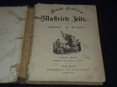 1859-1860 FRANK LESLIE'S ILLUSTRIRTE ZEITUNG - GERMAN MAGAZINE - 4 BOUND VOLUMES