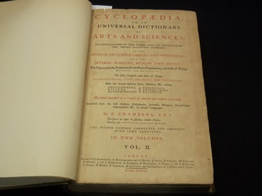 1738 CHAMBERS' CYCLOPAEDIA IN TWO VOLUMES BY EPHRAIM CHAMBERS