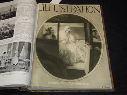 1921 L'ILLUSTRATION FRENCH MAGAZINE BOUND VOLUME SET OF 2 - DEMPSEY - CARPENTIER: This is a lot of 2 bound volumes of L'Illustration French magazine from 1919. Each volume is 6 months; January-June and July-December.
