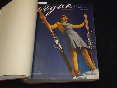 1941 JANUARY-JUNE VOGUE MAGAZINE BOUND VOLUME - GREAT COVERS - ADS