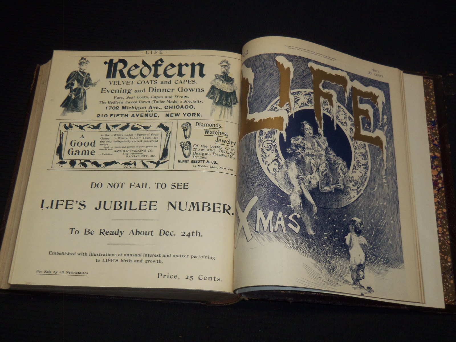 1892 JANUARY-DECEMBER LIFE MAGAZINE BOUND VOLUME - FULL YEAR - GREAT ADS: This is a bound volume of a LIFE magazine from January-December 1892. This is the full year.