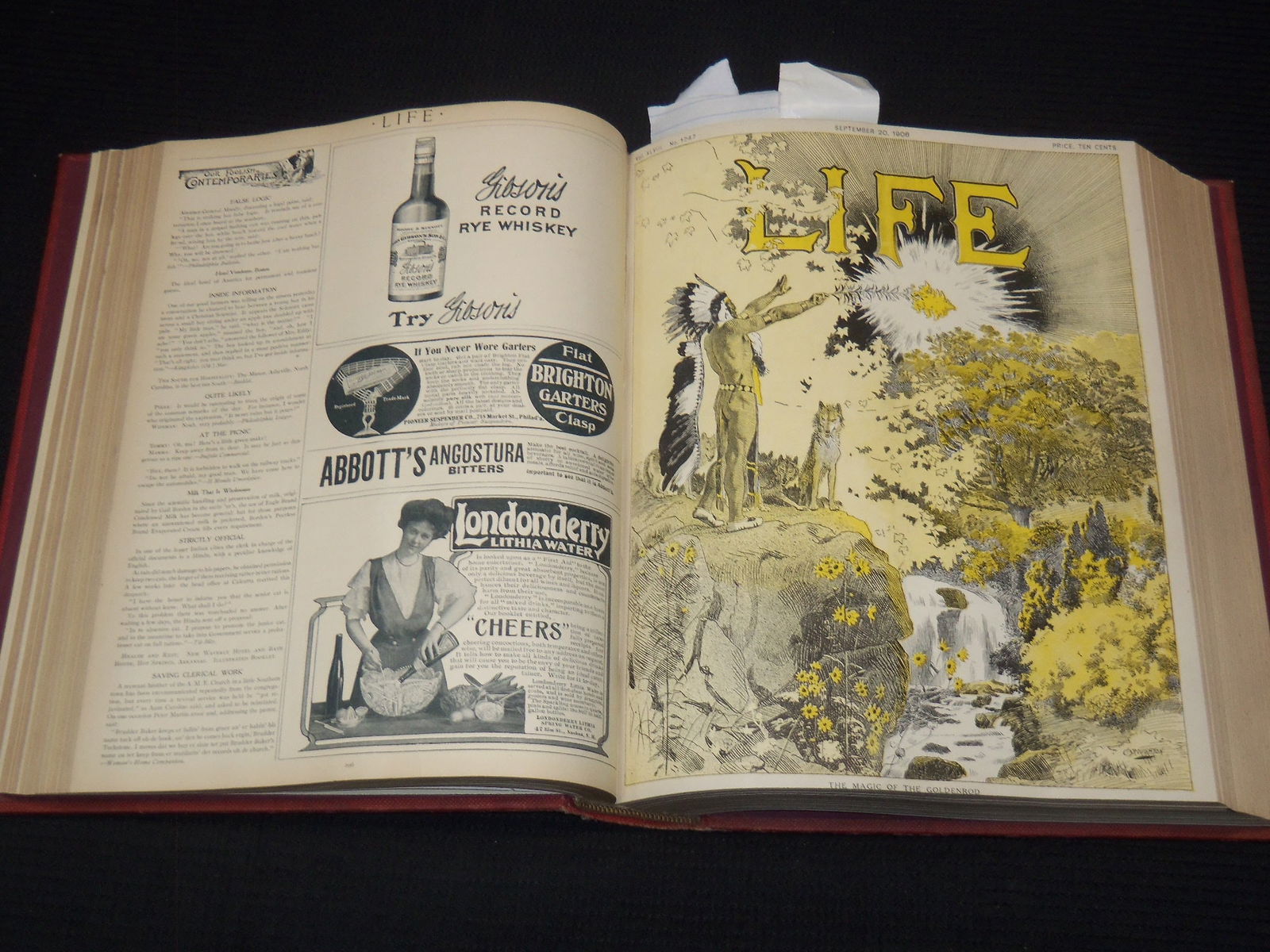 1906-1907 JULY-APRIL LIFE MAGAZINE BOUND VOLUME - GREAT COVERS & ADS (1 of 8)