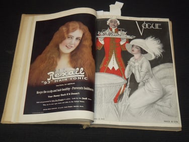 1910 VOGUE MAGAZINE BOUNE VOLUME - GREAT COVERS & ADS - J. M. FLAGG