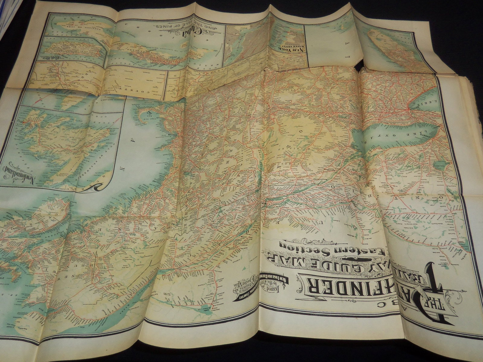 1907 JANUARY-DECEMBER THE ABC PATHFINDER RAILWAY GUIDE BOUND VOLUME - MAPS: This is a bound volume of The ABC Pathfinder Railway Guide from January-December 1907. There are great fold out maps inside.