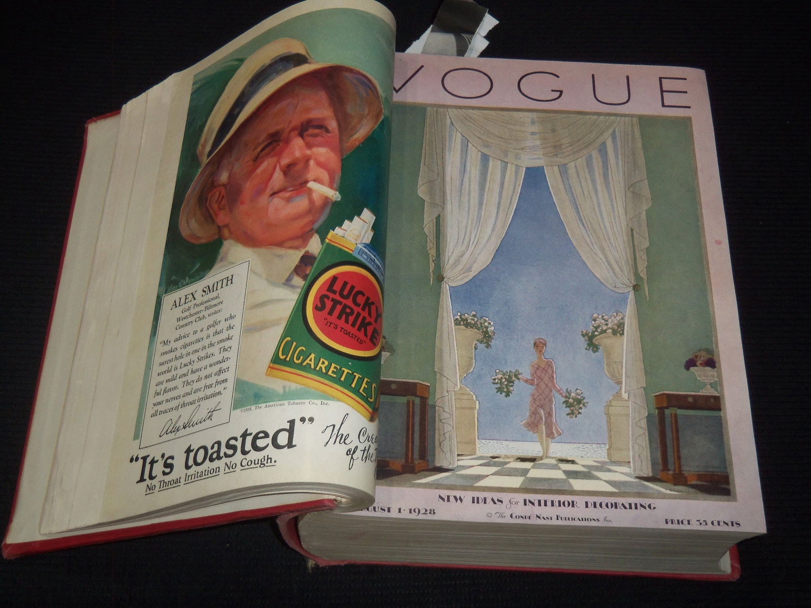 1928 JULY-DECEMBER VOGUE MAGAZINE BOUND VOLUME - GREAT ADS (1 of 12)