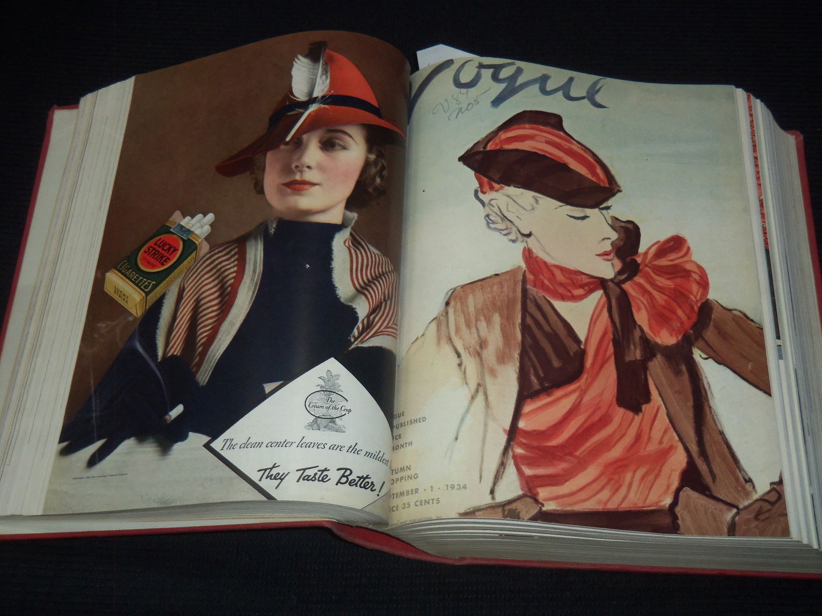 1934 JULY-DECEMBER VOGUE MAGAZINE BOUND VOLUME - GREAT ADS (1 of 11)